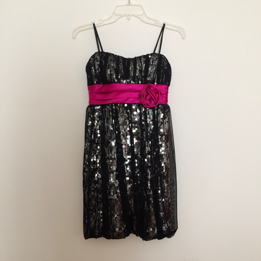 NWOT City Studio Black Sequin Strapless Dress